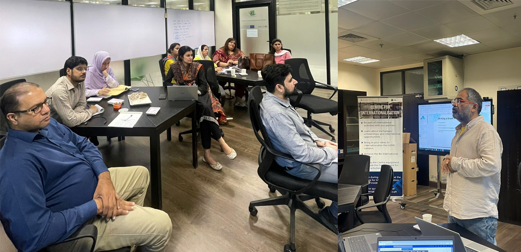 Dr. Furrukh Khan, Associate Professor from LUMS led a comprehensive training on the Basics of Grant Proposal Writing.  We extend our gratitude to our esteemed B-International partners from University of Bologna, Cardiff Metropolitan University, University of Salamanca, NUST, COMSATS and PIFD, who co-led and participated in the training.